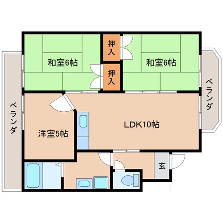 南生駒駅 徒歩6分 2階の物件間取画像